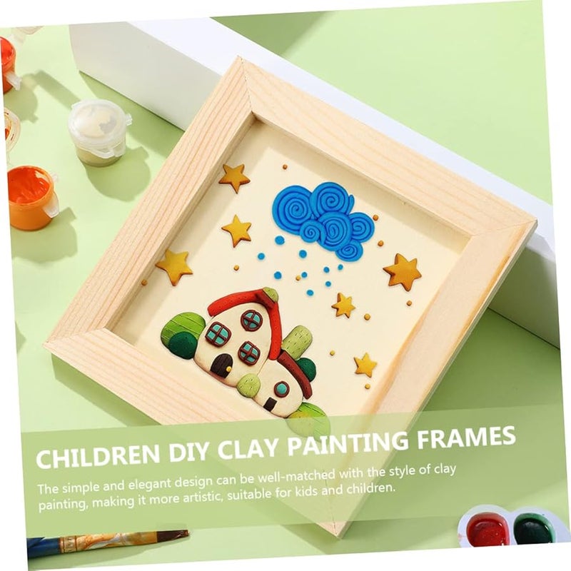 Cabilock 5 Pcs Unfinished Wooden Clay Frames For DIY Painting 15X15X0 8CM - Image 3