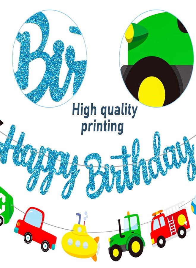 اوموني لافتات حفلات أعياد الميلاد بطابع المواصلات، زينة حفلات أعياد الميلاد بطابع المواصلات، 3 قطع من لافتات حفلات السفن والقطارات، لافتات زرقاء لامعة بطابع المواصلات للسيارات، لوازم حفلات استقبال المولود - Image 4