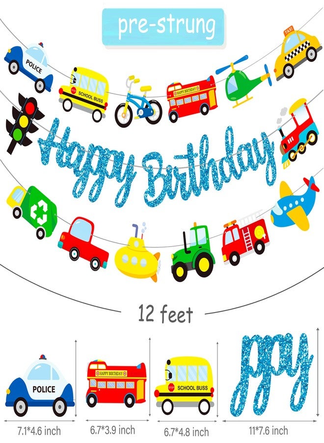 اوموني لافتات حفلات أعياد الميلاد بطابع المواصلات، زينة حفلات أعياد الميلاد بطابع المواصلات، 3 قطع من لافتات حفلات السفن والقطارات، لافتات زرقاء لامعة بطابع المواصلات للسيارات، لوازم حفلات استقبال المولود - Image 5