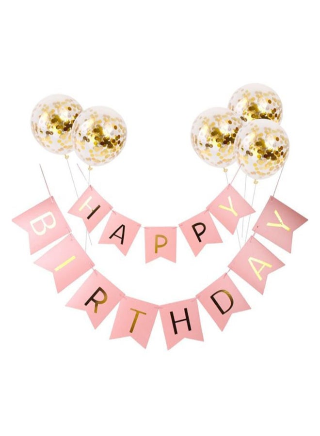 Sharpdo 5-Piece Happy Birthday Balloon Set With Hanging Flag 10x10x5cm - Image 1