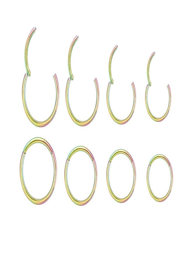 HQLA 4Pairs 18G Surgical Steel Hinged Clicker Segment Nose Rings Hoop Helix Cartilage Daith Tragus Sleeper Earrings Body Piercing for Women Men 6mm 8mm 10mm 12mm (18G - Rainbow - (6mm-12mm) - 4Pairs) - Image 1