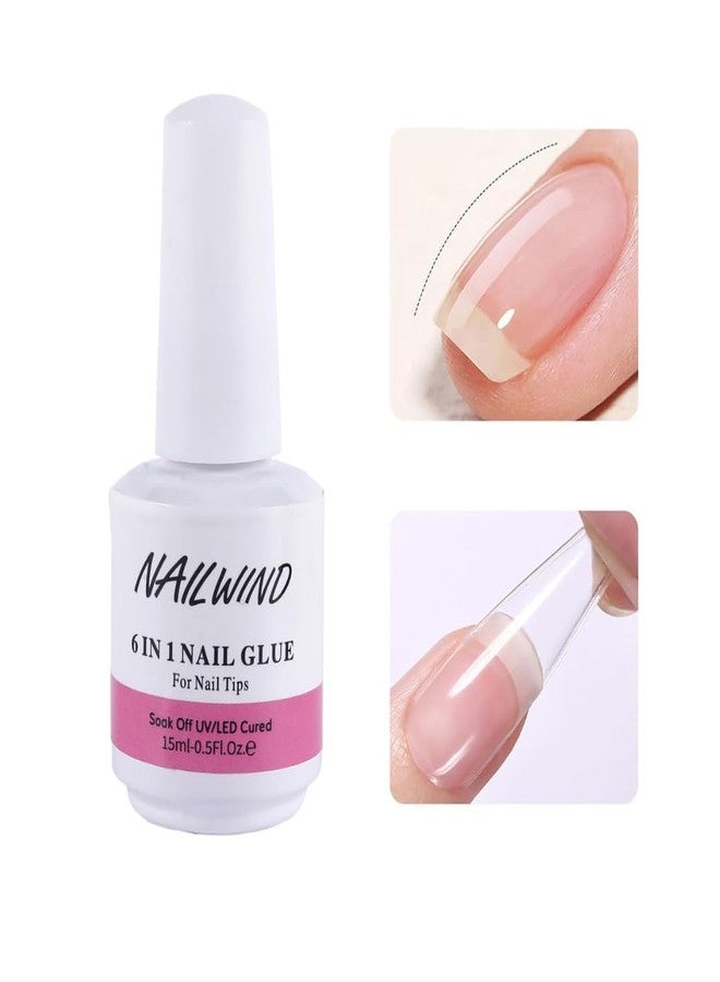 نيل ويند غراء جل الأظافر NAILWIND، 6 في 1، غراء جل للأشعة فوق البنفسجية لأطراف الأظافر، يحتاج إلى ضوء الأشعة فوق البنفسجية، لاصق قوي للأظافر اللاصقة، أطراف أكريليك لتصميم فن الأظافر، 15 مل - Image 3