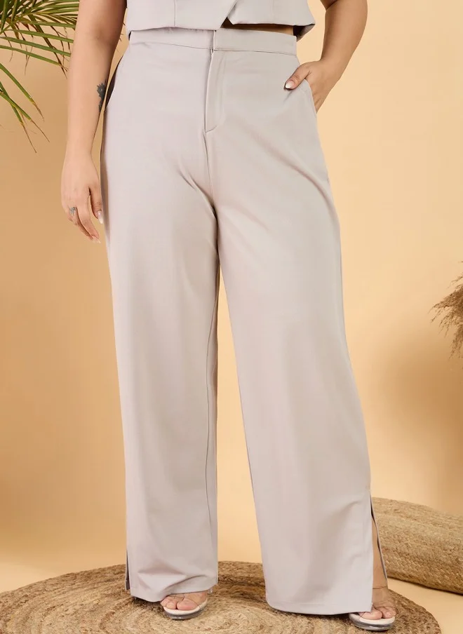 CURVY STREET Plus Size Straight Fit Trousers for Women