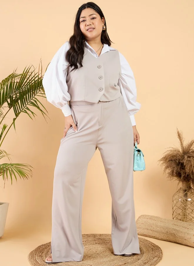 CURVY STREET Plus Size Straight Fit Trousers for Women