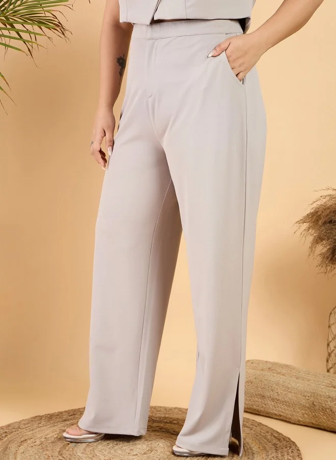 CURVY STREET Plus Size Straight Fit Trousers for Women