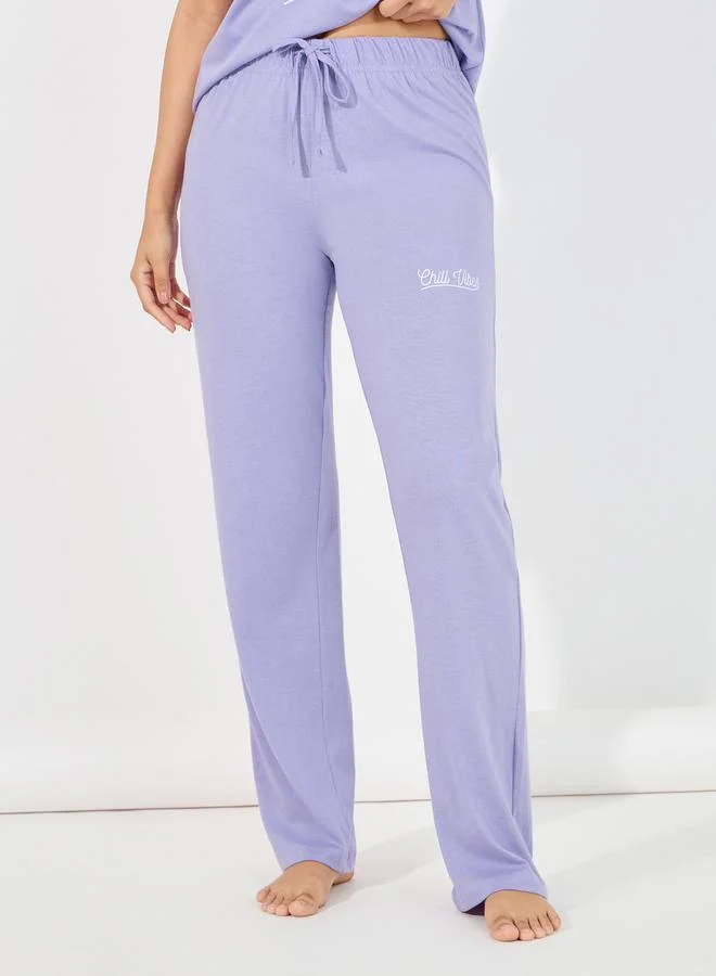Styli Paradise Graphic Dropped Shoulder T-Shirt & Pyjama Set