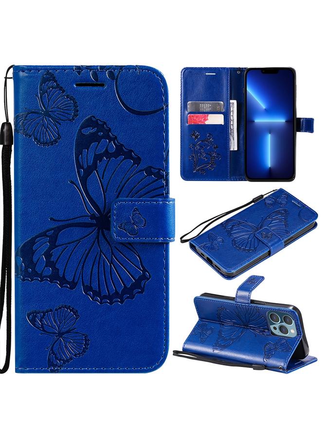 Zaboon Case For iPhone 13 Pro 3D Butterfly Embossed Pattern Horizontal Flip Leather Case with Holder & Card Slot & Wallet & Lanyard - Image 1