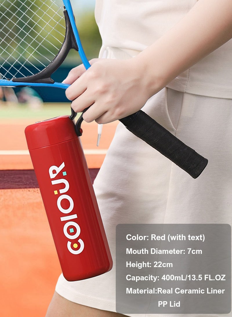 Smooth Ceramic Lined Travel Mug | 400ml, Leak-Proof Car Cup for Commuting & Camping Red - Image 4