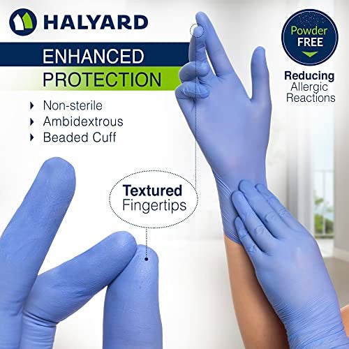 HALYARD AQUASOFT Nitrile Exam Gloves Box of 300, Blue - 3.1 mil, 9.5 Inches Size X-Small, Non Sterile, Powder-Free Disposable Gloves, 43932 - Image 2