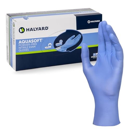 HALYARD AQUASOFT Nitrile Exam Gloves Box of 300, Blue - 3.1 mil, 9.5 Inches Size X-Small, Non Sterile, Powder-Free Disposable Gloves, 43932 - Image 5