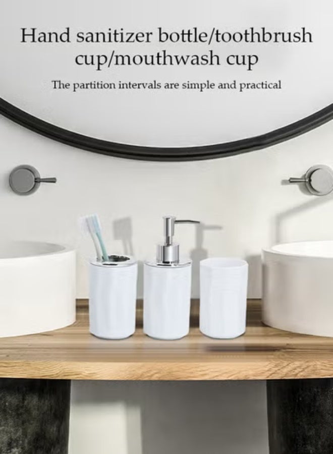 DUNISO 7 Pieces of Bathroom Accessories Set, Household Toiletries Set, Bathroom Storage Set,Sturdy and Durable， with Hand Sanitizer Bottle, Toothbrush Cup, Mouthwash Cup, Soap Box, Toilet Brush, Trash Can, Cotton Swab Box,Suitable for Family and Travel Use - Image 5