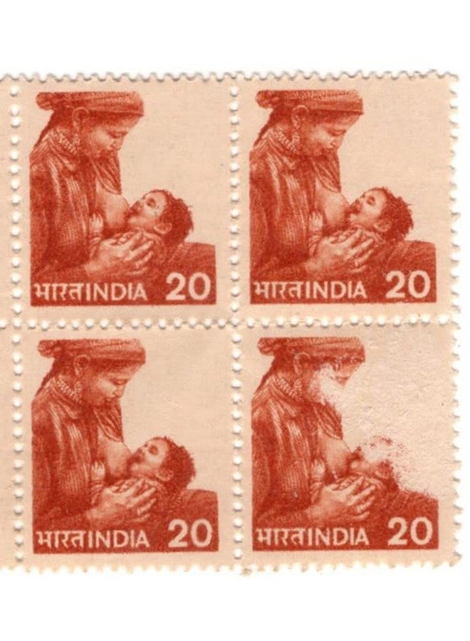 Mahaphilla India 1981 20P Child Health Breast Feeding Definitive Mint/MNH Block of 4 Stamps for Collection Red - Image 1