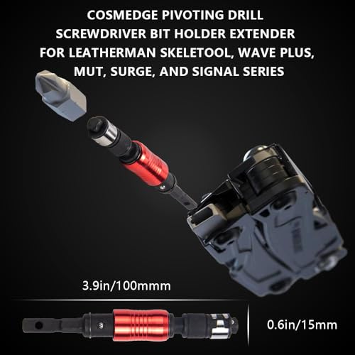 Cosmedge Pivoting Drill Screwdriver Bit Holder Extender for Leatherman MUT/EOD/Skeletool/CX/Wave/Surge/Charge AL,2 in 1 Bit and Socket Flexible Magnetic Extension Adapter Attachment - Image 2