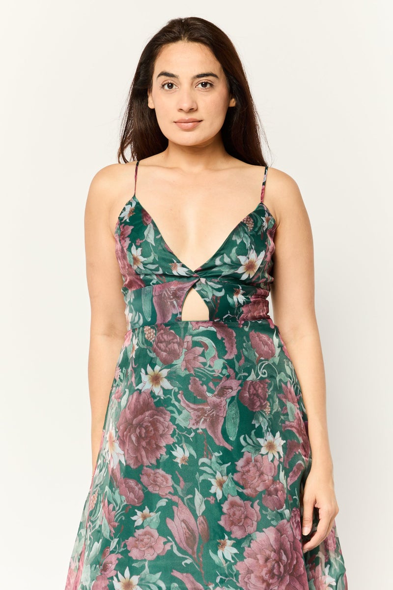 Lulus Women Floral Organza Maxi Dress, Multicolor - Image 2