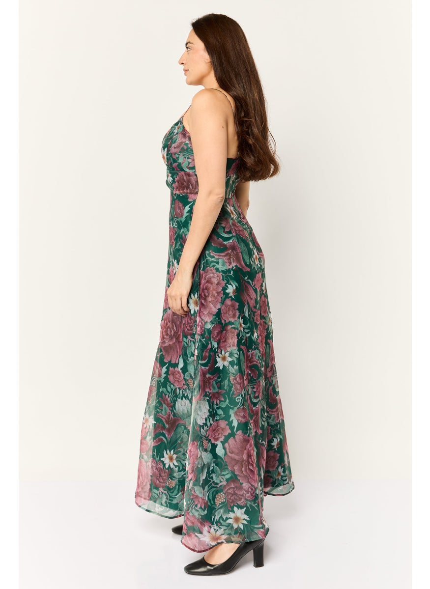 Lulus Women Floral Organza Maxi Dress, Multicolor  - Image 3