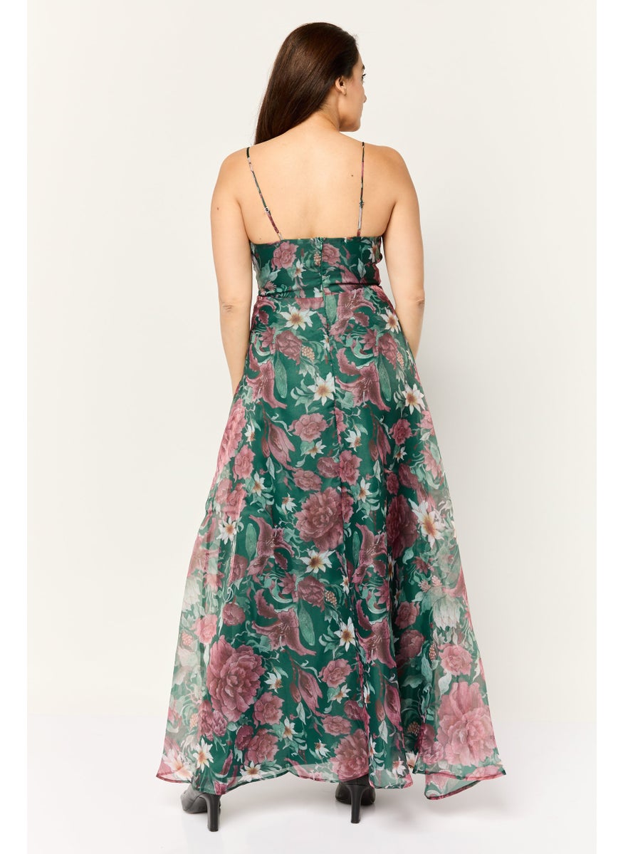 Lulus Women Floral Organza Maxi Dress, Multicolor  - Image 4