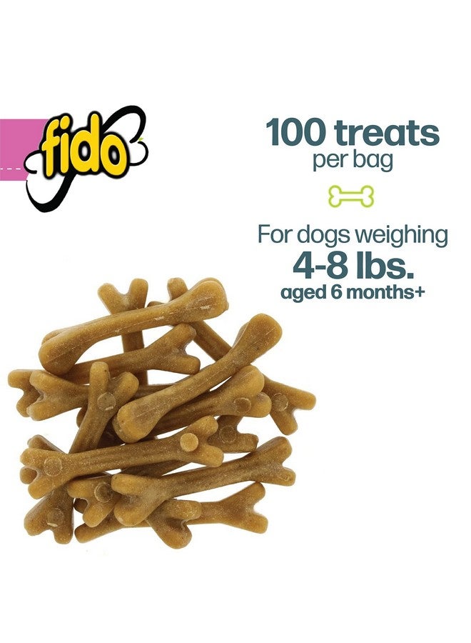Fido Naturals Belly Bones for Dogs, 100 Yogurt Flavor Mini Dog Dental Treats(100 Count) - Made in USA - for Extra Small Dogs - Plaque and Tartar Control for Fresh Breath, Digestive Health Support - Image 2