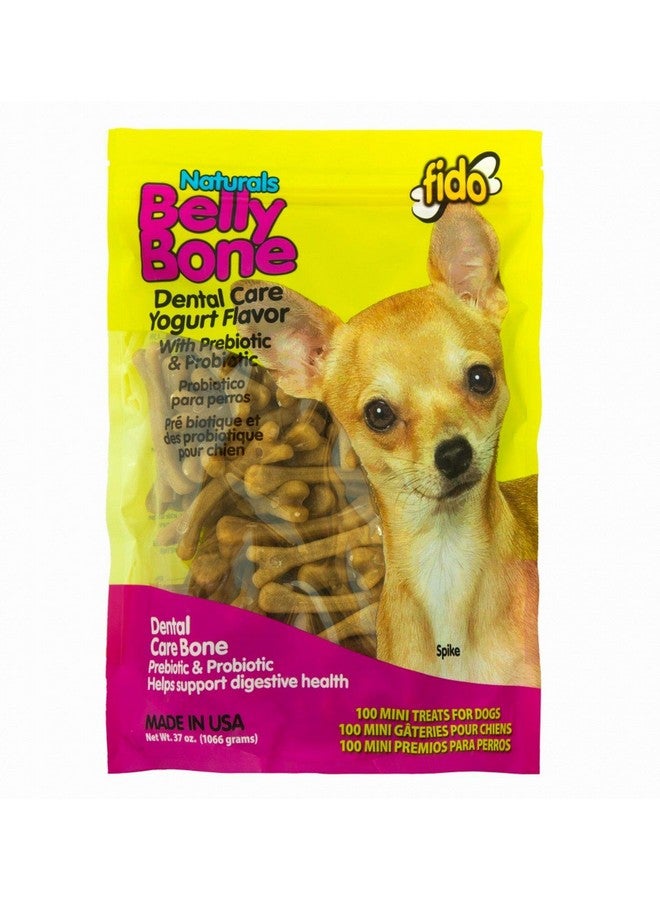 Fido Naturals Belly Bones for Dogs, 100 Yogurt Flavor Mini Dog Dental Treats(100 Count) - Made in USA - for Extra Small Dogs - Plaque and Tartar Control for Fresh Breath, Digestive Health Support - Image 1