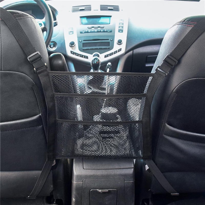 XINCHIA Car Seat Storage Organiser Net Pocket Handbag Holder Between Front Seats - Image 1