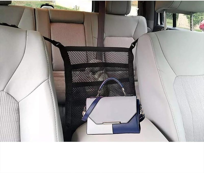 XINCHIA Car Seat Storage Organiser Net Pocket Handbag Holder Between Front Seats - Image 5