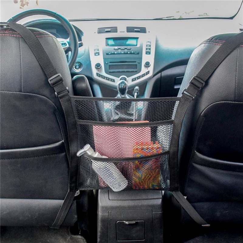 XINCHIA Car Seat Storage Organiser Net Pocket Handbag Holder Between Front Seats - Image 2