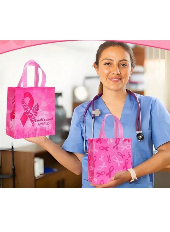 التوعيه بسرطان الثدي اكياس بوليستر عاليه الجوده مجموعه من 6 اكياس بتصاميم مختلفه مزينه بشعارات ورديه للتوعيه بسرطان الثدي مناسبه للفعاليات، المدارس، المستشفيات، وحملات التوعية - Image 2