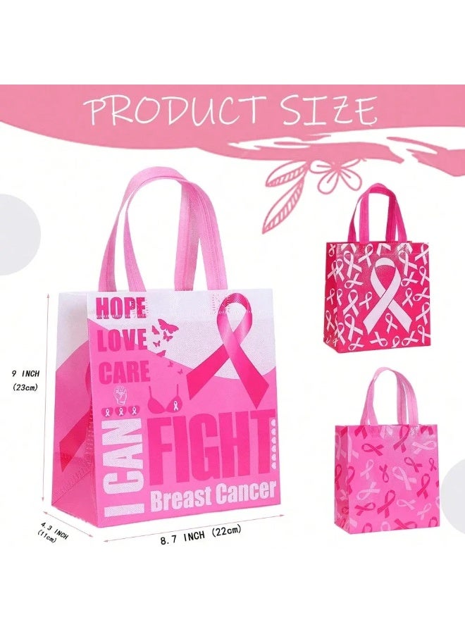التوعيه بسرطان الثدي اكياس بوليستر عاليه الجوده مجموعه من 6 اكياس بتصاميم مختلفه مزينه بشعارات ورديه للتوعيه بسرطان الثدي مناسبه للفعاليات، المدارس، المستشفيات، وحملات التوعية - Image 3