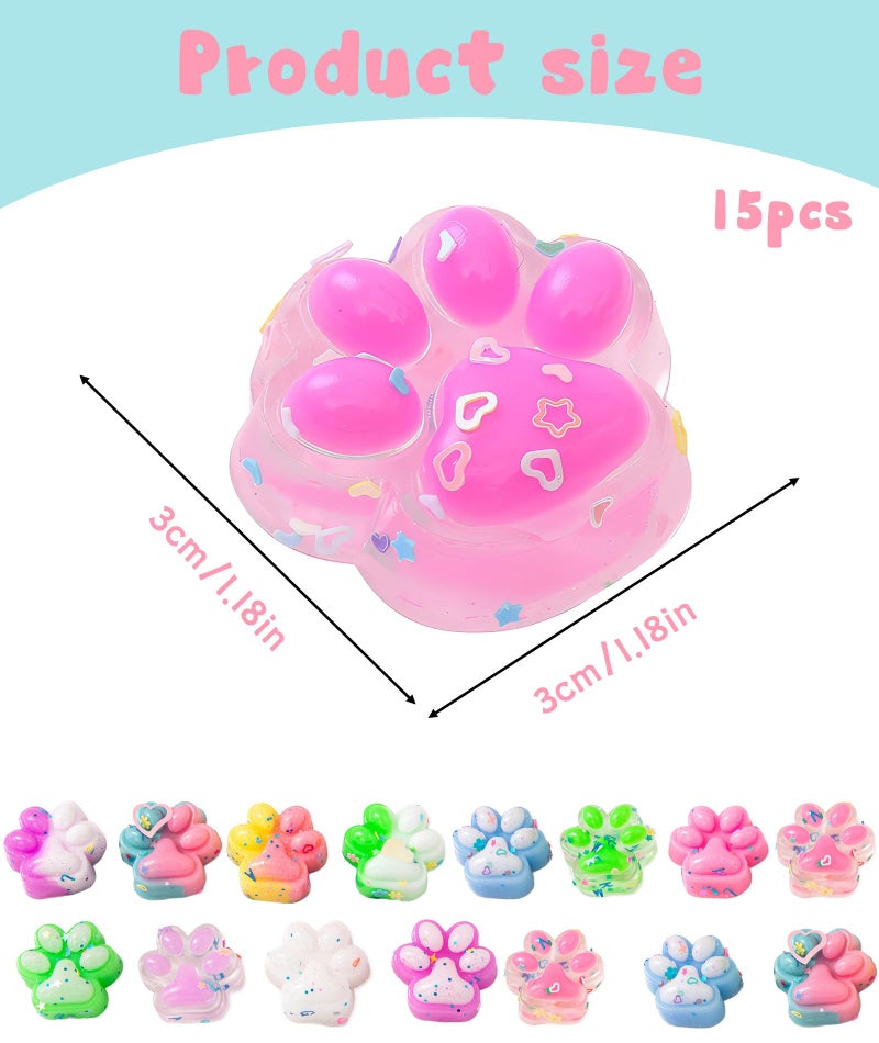 CartHome 15 Pcs Squishy Toy, Funny Taba Squishy Cat Paw Colorful Fidget Toys Suitable Stress Relief Collection Decoration Entertainment Classroom Playtime Office Desk Relaxation Fun（Color Random） - Image 2