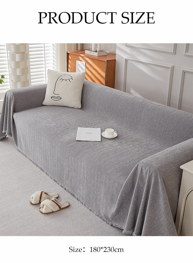 DUNISO Chenier Sofa Cover, Double Sided Sofa Protection Cover, Breathable Nap Blanket, With Tassels, Not Easy To Pilling, Wear Resistant And Scratch Resistant, Suitable For All Seasons, Suitable For Two Seater Sofas, 180 * 230cm - Image 2