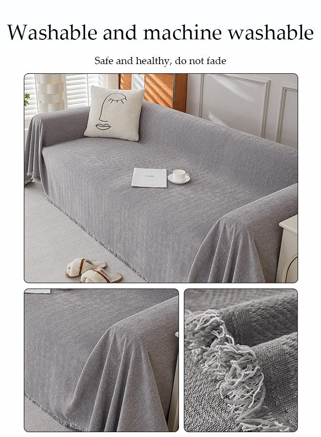 DUNISO Chenier Sofa Cover, Double Sided Sofa Protection Cover, Breathable Nap Blanket, With Tassels, Not Easy To Pilling, Wear Resistant And Scratch Resistant, Suitable For All Seasons, Suitable For Two Seater Sofas, 180 * 230cm - Image 4