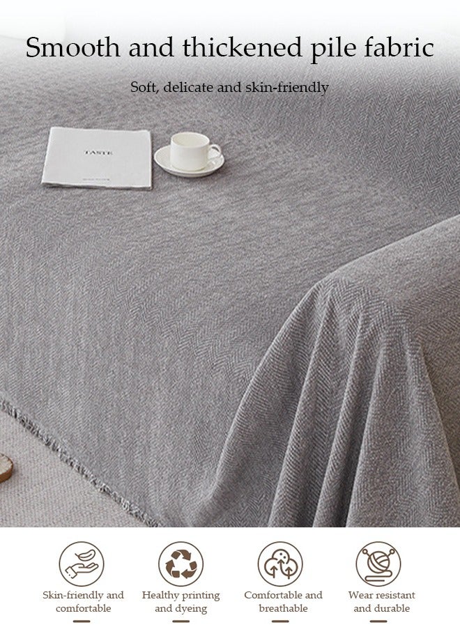 DUNISO Chenier Sofa Cover, Double Sided Sofa Protection Cover, Breathable Nap Blanket, With Tassels, Not Easy To Pilling, Wear Resistant And Scratch Resistant, Suitable For All Seasons, Suitable For Two Seater Sofas, 180 * 230cm - Image 3