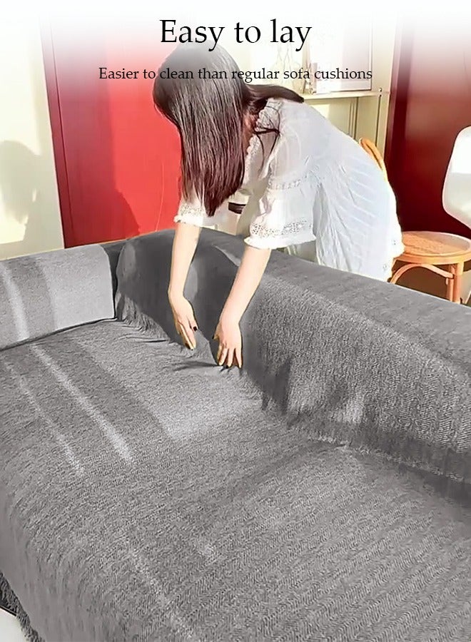 DUNISO Chenier Sofa Cover, Double Sided Sofa Protection Cover, Breathable Nap Blanket, With Tassels, Not Easy To Pilling, Wear Resistant And Scratch Resistant, Suitable For All Seasons, Suitable For Two Seater Sofas, 180 * 230cm - Image 5