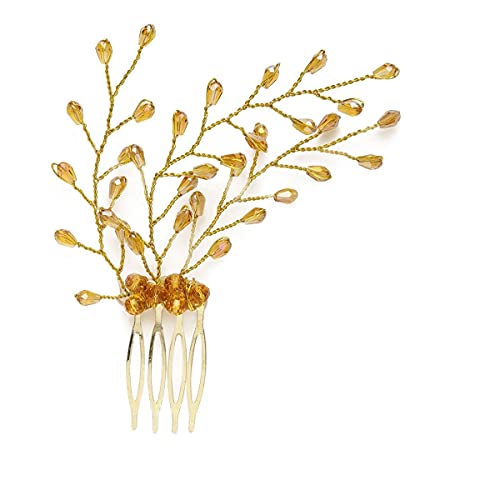 Accessher Gold Plated Beaded Tiara Comb Indo Western Fancy Hair Clip/Side Pin/Comb Pin/Jooda Pin Hair Accessories with pearls for Women and Girls - Image 1