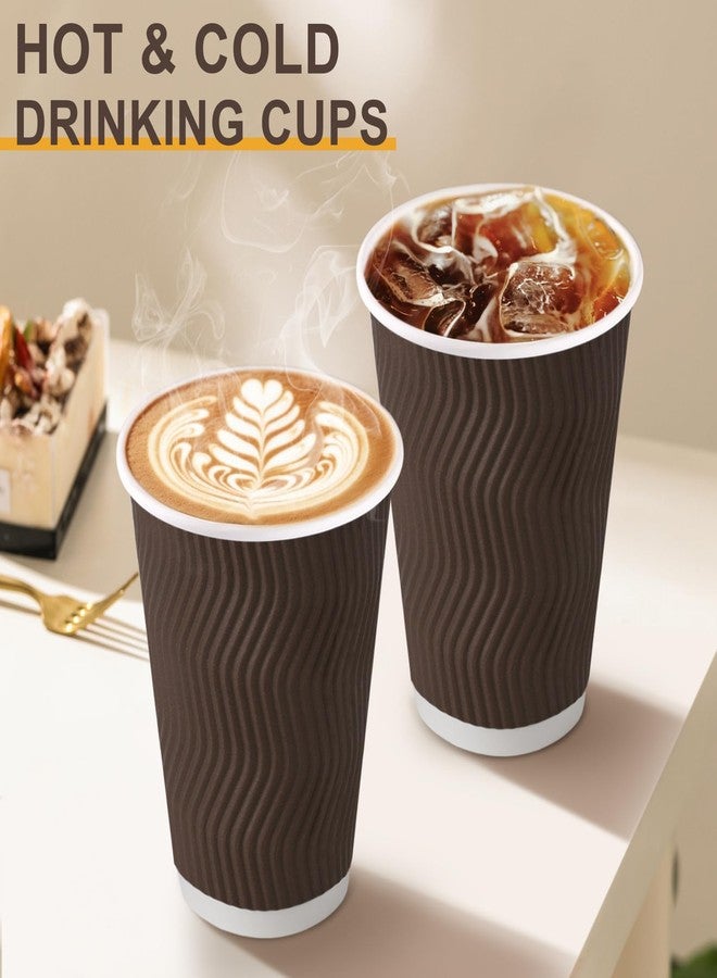 Clawsoff 12 oz Coffee Cups Disposable, 100 Count Insulated Paper Coffee Cups, Corrugated Ripple Wall Design Paper Cup, Hot Cold Drinking Cup for Party, Picnic, Travel, Business, Home - Image 4