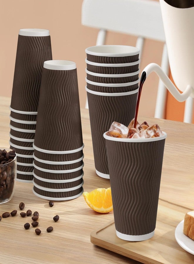 Clawsoff 12 oz Coffee Cups Disposable, 100 Count Insulated Paper Coffee Cups, Corrugated Ripple Wall Design Paper Cup, Hot Cold Drinking Cup for Party, Picnic, Travel, Business, Home - Image 5