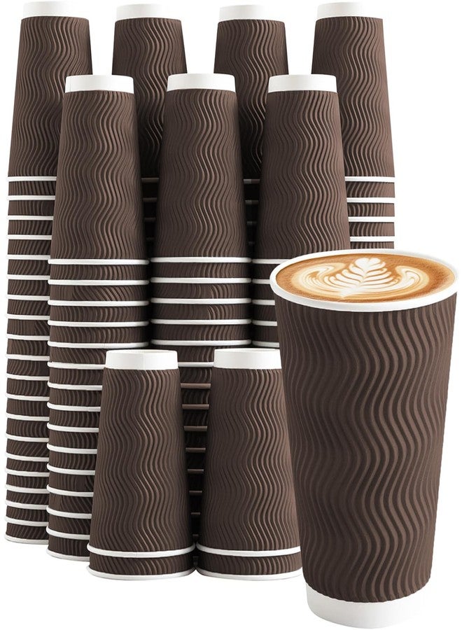 Clawsoff 12 oz Coffee Cups Disposable, 100 Count Insulated Paper Coffee Cups, Corrugated Ripple Wall Design Paper Cup, Hot Cold Drinking Cup for Party, Picnic, Travel, Business, Home - Image 1