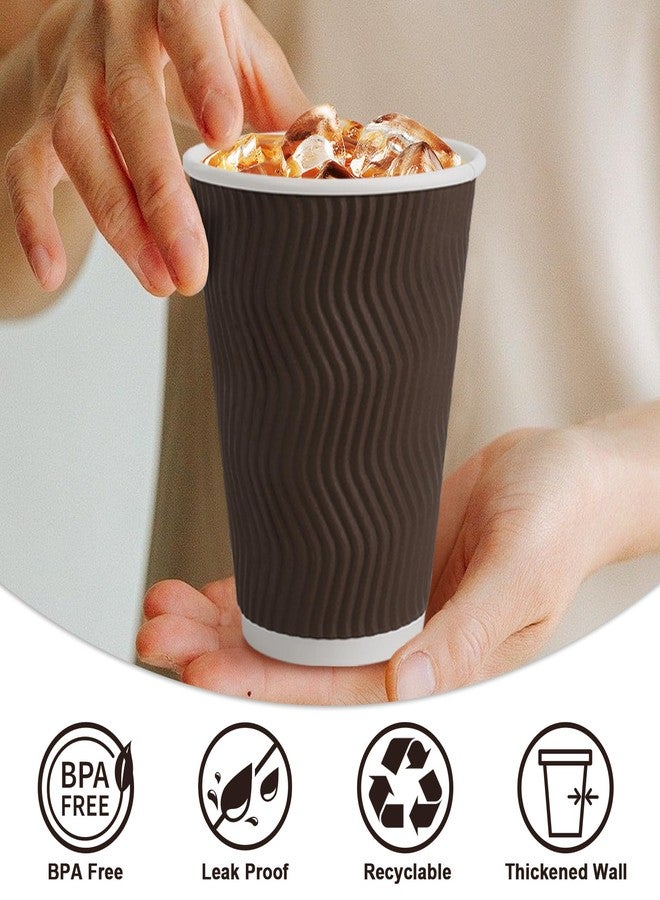 Clawsoff 12 oz Coffee Cups Disposable, 100 Count Insulated Paper Coffee Cups, Corrugated Ripple Wall Design Paper Cup, Hot Cold Drinking Cup for Party, Picnic, Travel, Business, Home - Image 3
