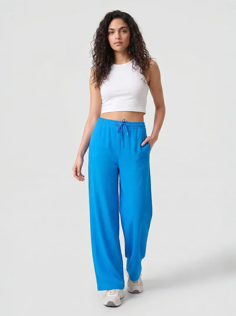 تومي لايف TOMMY Mid Waist Palazzo Pants with Drawstring