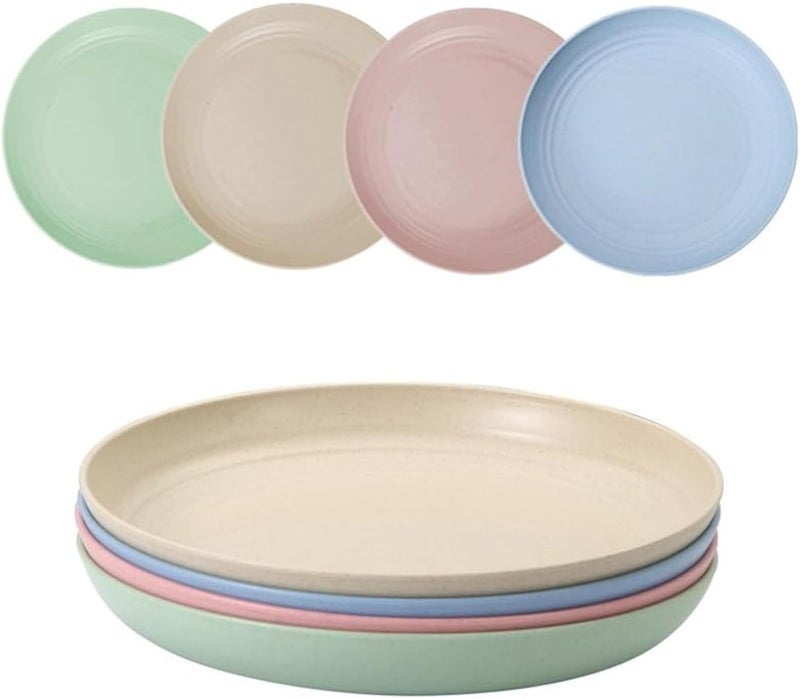 OriGlam 4pcs 9 Inch Lightweight Plastic Plates Unbreakable Reusable Dinner Plates Set Camping PlateSalad Plates Dessert Plates for Salad Pasta Dishwasher  Microwave Safe B - Image 1