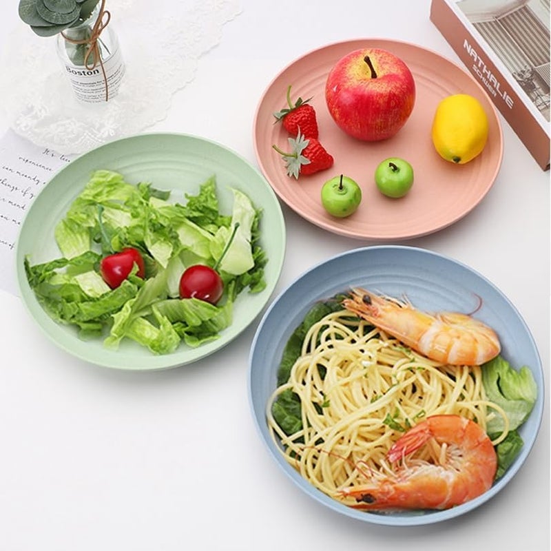 OriGlam 4pcs 9 Inch Lightweight Plastic Plates Unbreakable Reusable Dinner Plates Set Camping PlateSalad Plates Dessert Plates for Salad Pasta Dishwasher  Microwave Safe B - Image 5