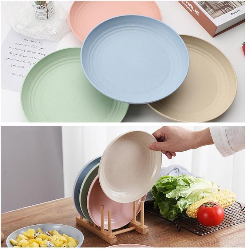 OriGlam 4pcs 9 Inch Lightweight Plastic Plates Unbreakable Reusable Dinner Plates Set Camping PlateSalad Plates Dessert Plates for Salad Pasta Dishwasher  Microwave Safe B - Image 4