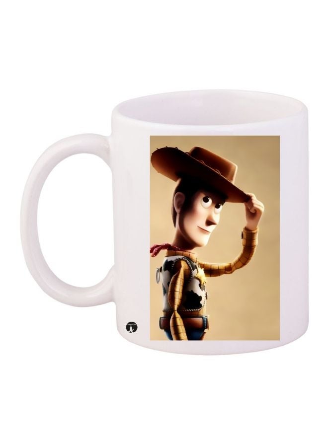 RYN Cartoon Printed Coffee Mug White/Brown/Beige 11ounce