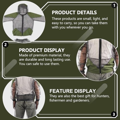 EXCEART Kids Mosquito Suit Outdoor Net Clothing Insect Mesh Protection Clothing Mesh Insects Net Gloves Grey (XL) - Image 5