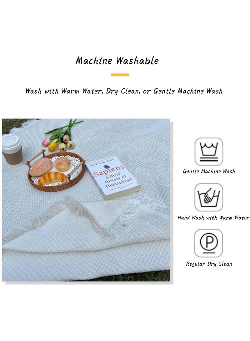 نادراب بطانية تخييم، حصيرة خارجية، معدات نزهة، غطاء طاولة قابل للتدوير، بطانية للنوم، بطانية مقاومة للماء، حصيرة تخييم للشاطئ، المخيم، العشب - بطانية قابلة للطي بنقوش مربعة (90x180 سم) - Image 5