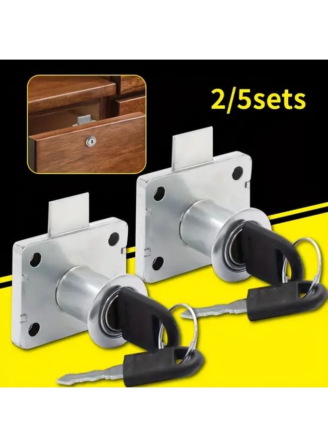 2 Sets Heavy Duty Metal Drawer Locks with Keys for Cabinet Desk Security - Image 2