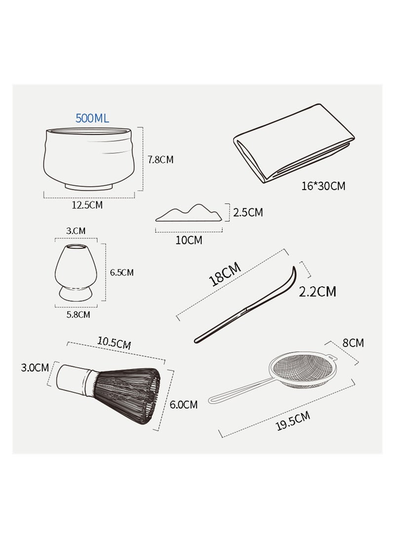 7-Piece Traditional Handmade Matcha Tea Whisk and Bowl Tool Gift Kit  - Image 2
