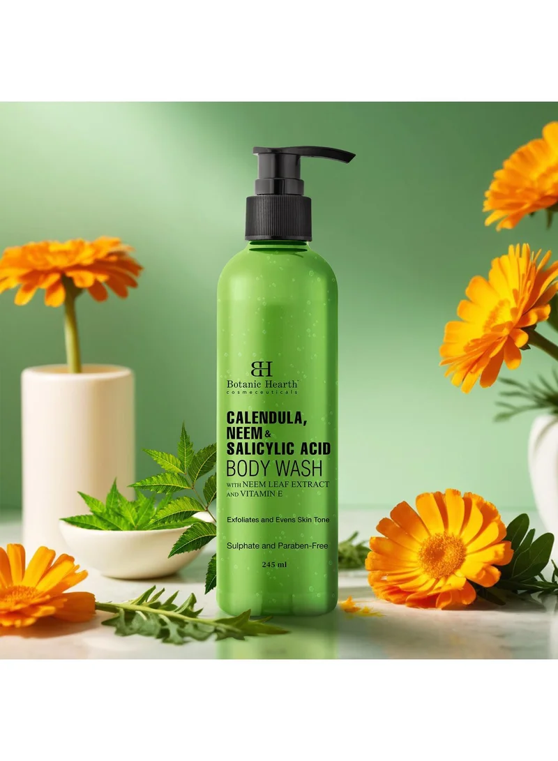 Botanic Hearth Botanic Hearth Calendula, Neem & Salicylic Acid Body Wash | Prevents Acne & Back Acne, Removes Dead Skin, Exfoliating Body Wash Shower Gel for Women & Men | Sulfate & Paraben Free | 245ml