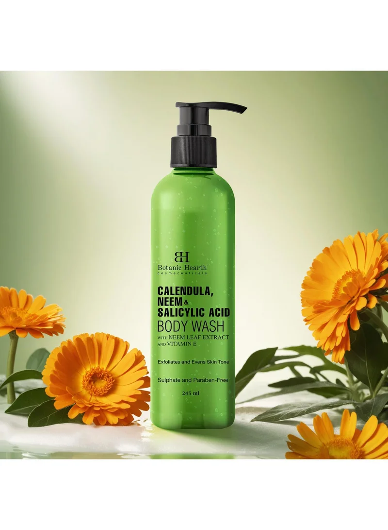 Botanic Hearth Botanic Hearth Calendula, Neem & Salicylic Acid Body Wash | Prevents Acne & Back Acne, Removes Dead Skin, Exfoliating Body Wash Shower Gel for Women & Men | Sulfate & Paraben Free | 245ml