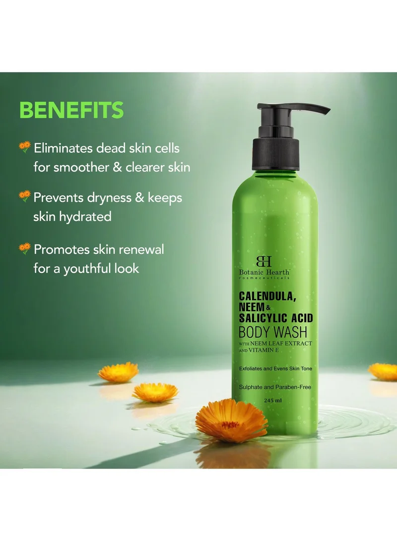 Botanic Hearth Botanic Hearth Calendula, Neem & Salicylic Acid Body Wash | Prevents Acne & Back Acne, Removes Dead Skin, Exfoliating Body Wash Shower Gel for Women & Men | Sulfate & Paraben Free | 245ml