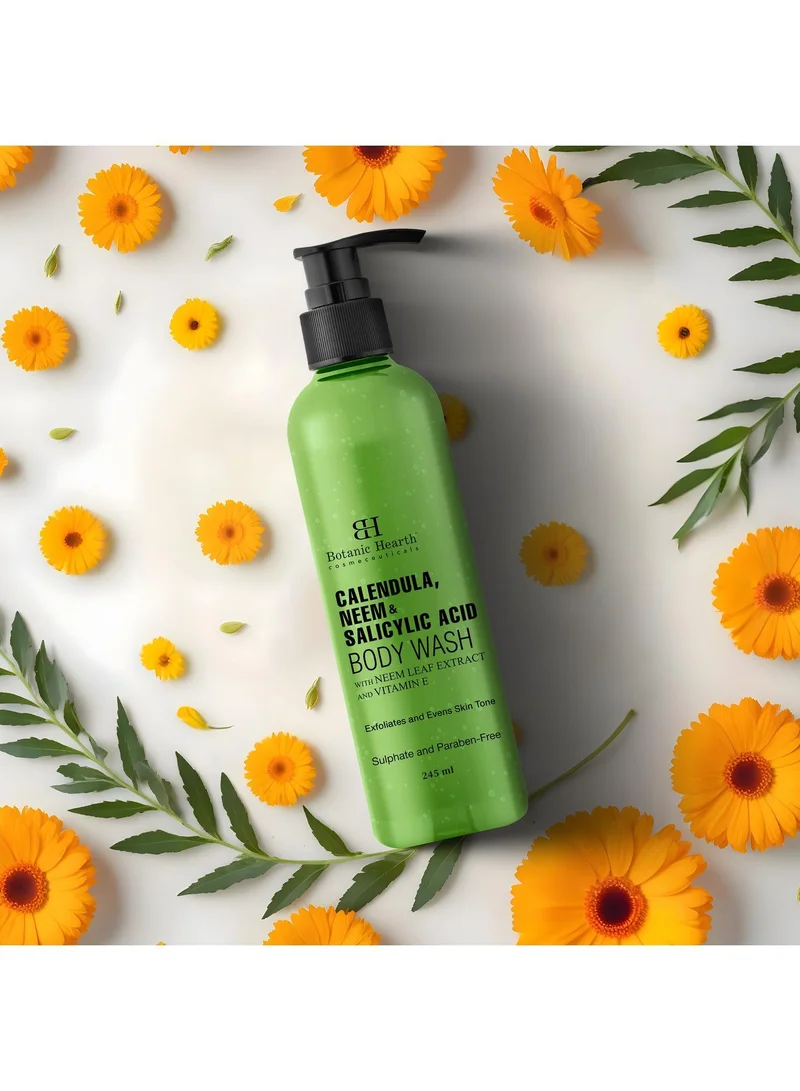Botanic Hearth Botanic Hearth Calendula, Neem & Salicylic Acid Body Wash | Prevents Acne & Back Acne, Removes Dead Skin, Exfoliating Body Wash Shower Gel for Women & Men | Sulfate & Paraben Free | 245ml